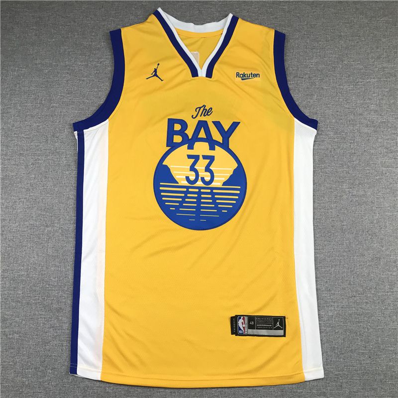 Men Golden State Warriors 33 Wiseman Yellow 2021 Game NBA Jersey